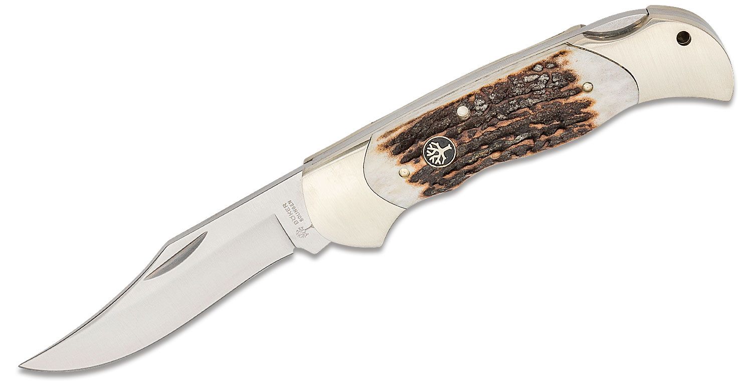 Boker Tree Brand, 4 Blade Folding Pocket Knife Stag Handle