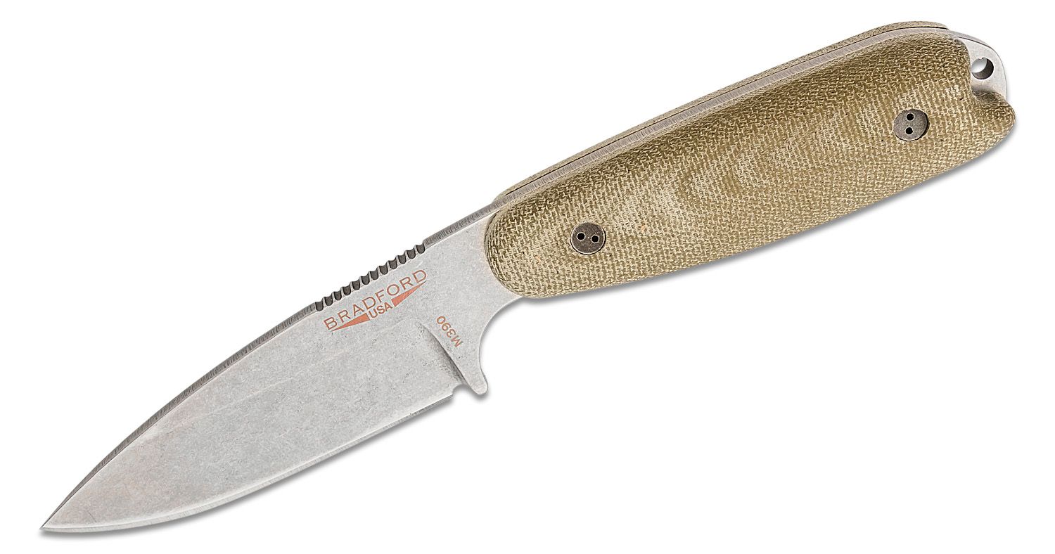 Bradford Knives Guardian3 Fixed Blade Knife 3.5 M390 Stonewashed