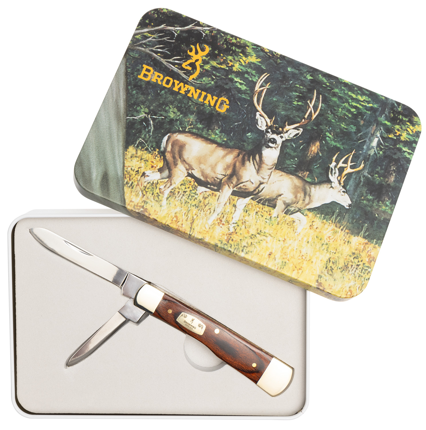 Browning 2025 SHOT Show Gunstock Folding Knife Gift Tin w/ Buck