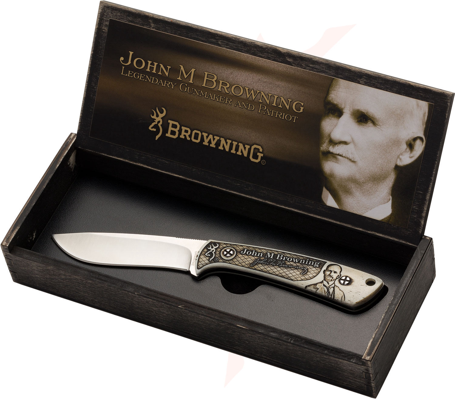 BROWNING 100周年記念 ナイフ3本セット限定品 木箱鍵付R8SB440 Browning John M. Browning Commemorative Fixed Blade Hunter 3.5