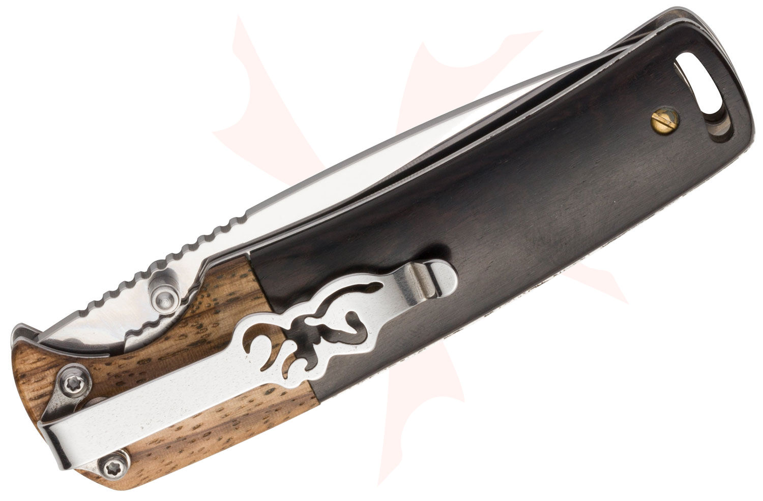 Browning Buckmark Hunter Folding Knife 3" Mirror Polished Drop Point