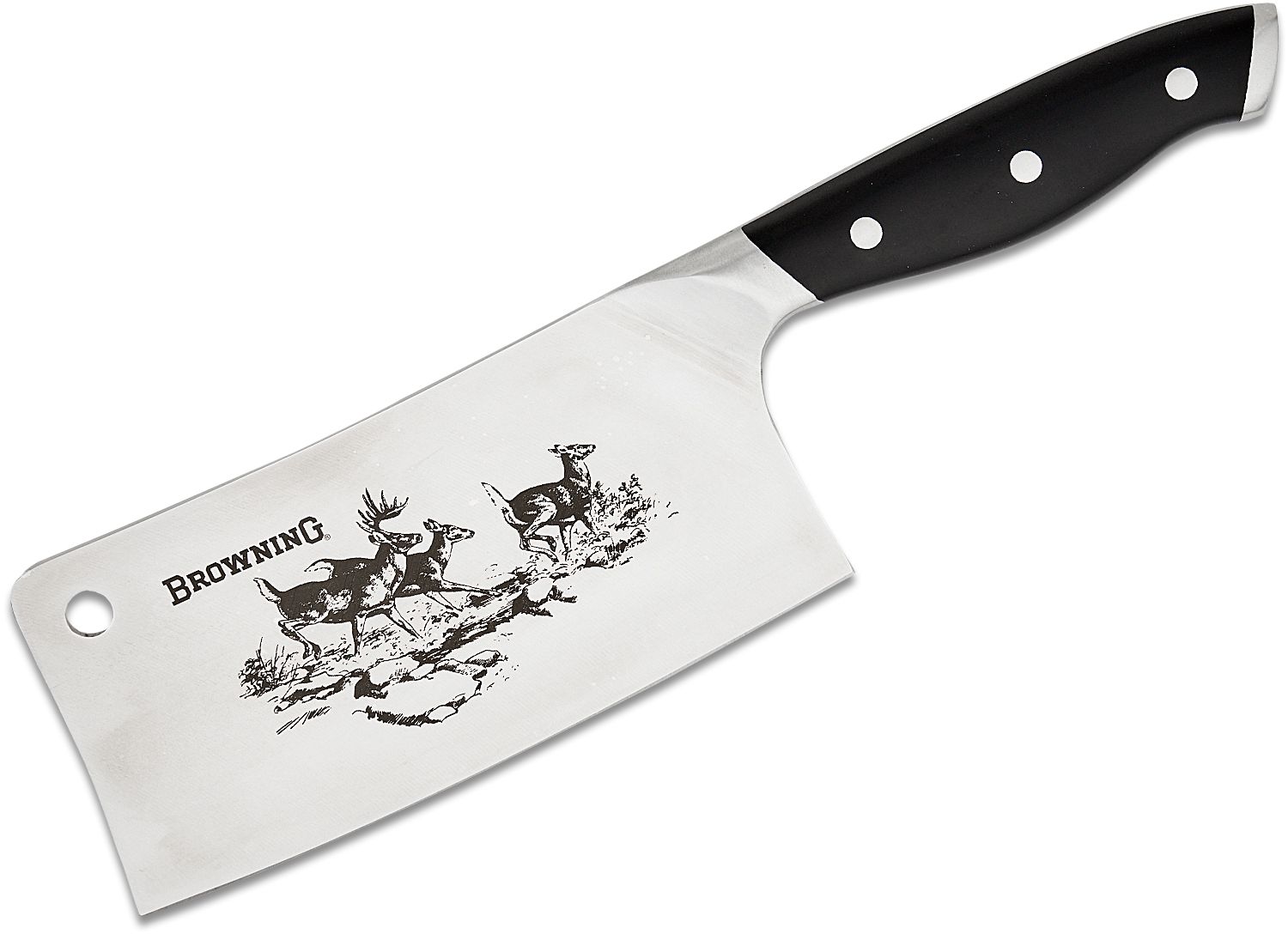 Browning Model 0319 Large Cleaver 7 Satin Deer Engraved Blade