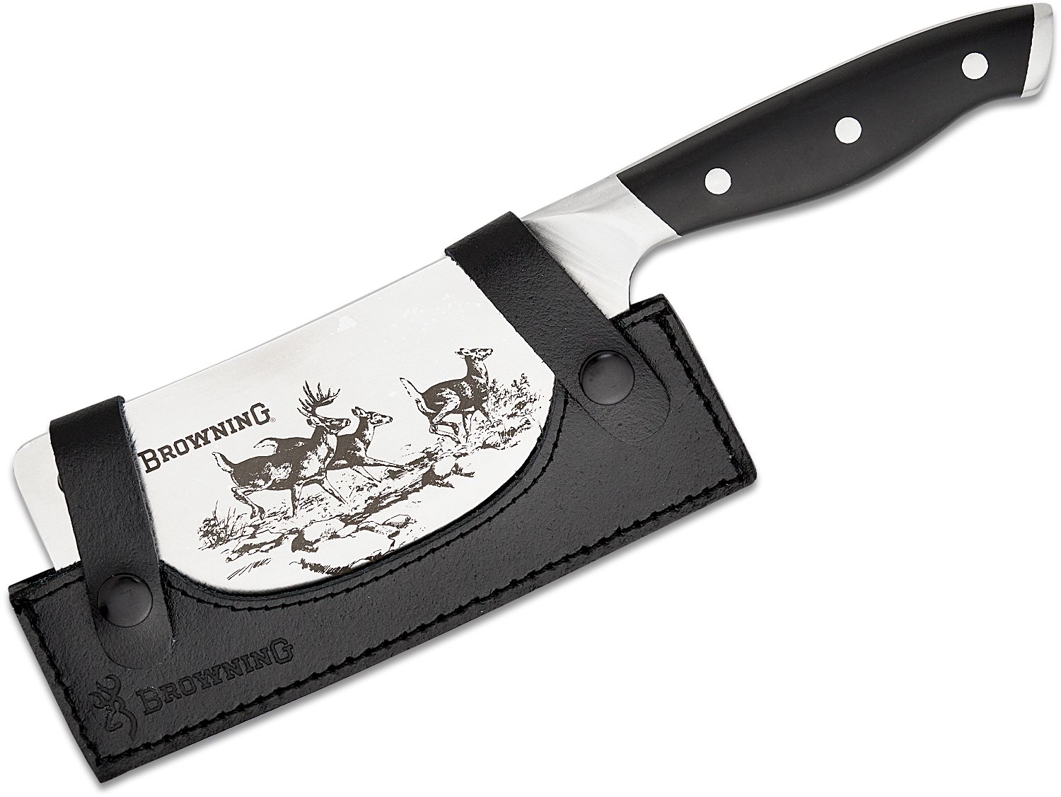 Browning Large Engraved Cleaver with Deer Scene