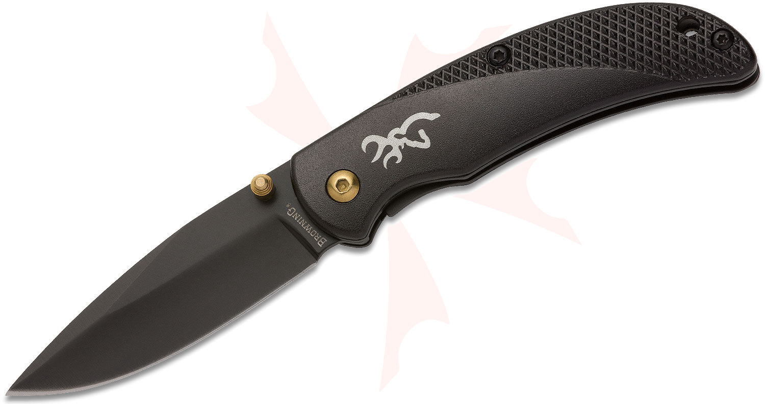 Browning Prism III Folding Knife 2.38" Black Drop Point Blade, Black