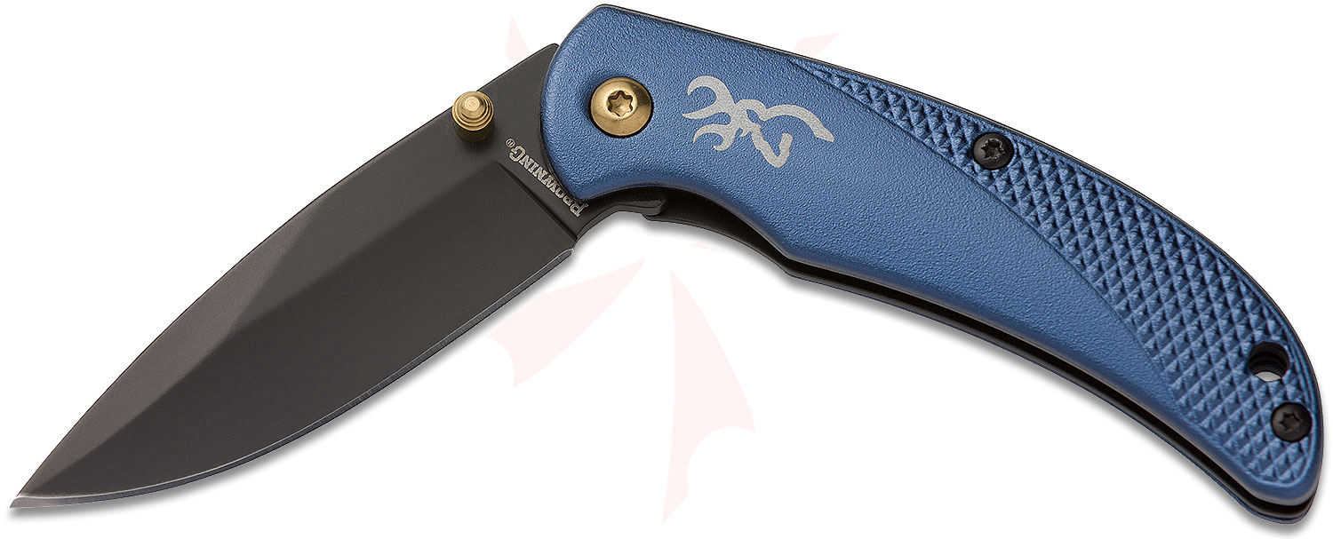 Browning Prism III Folding Knife 2.38" Black Drop Point Blade, Blue