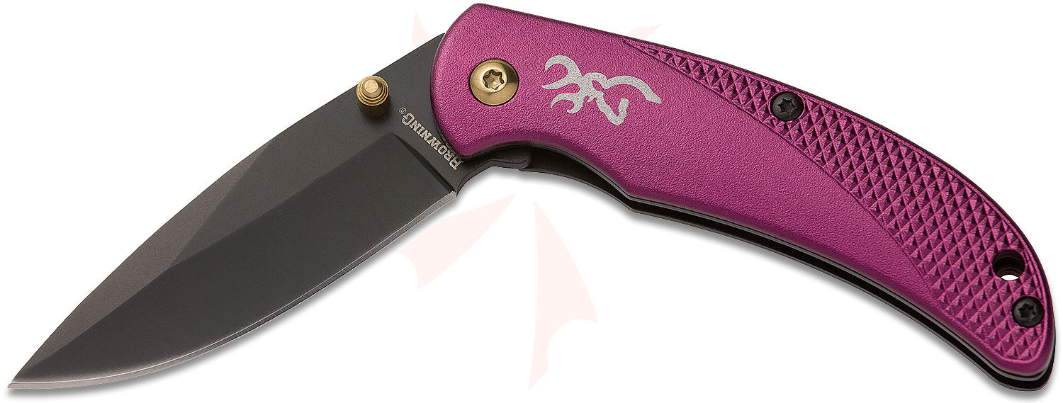 Browning Prism III Folding Knife 2.38" Black Drop Point Blade, Plum