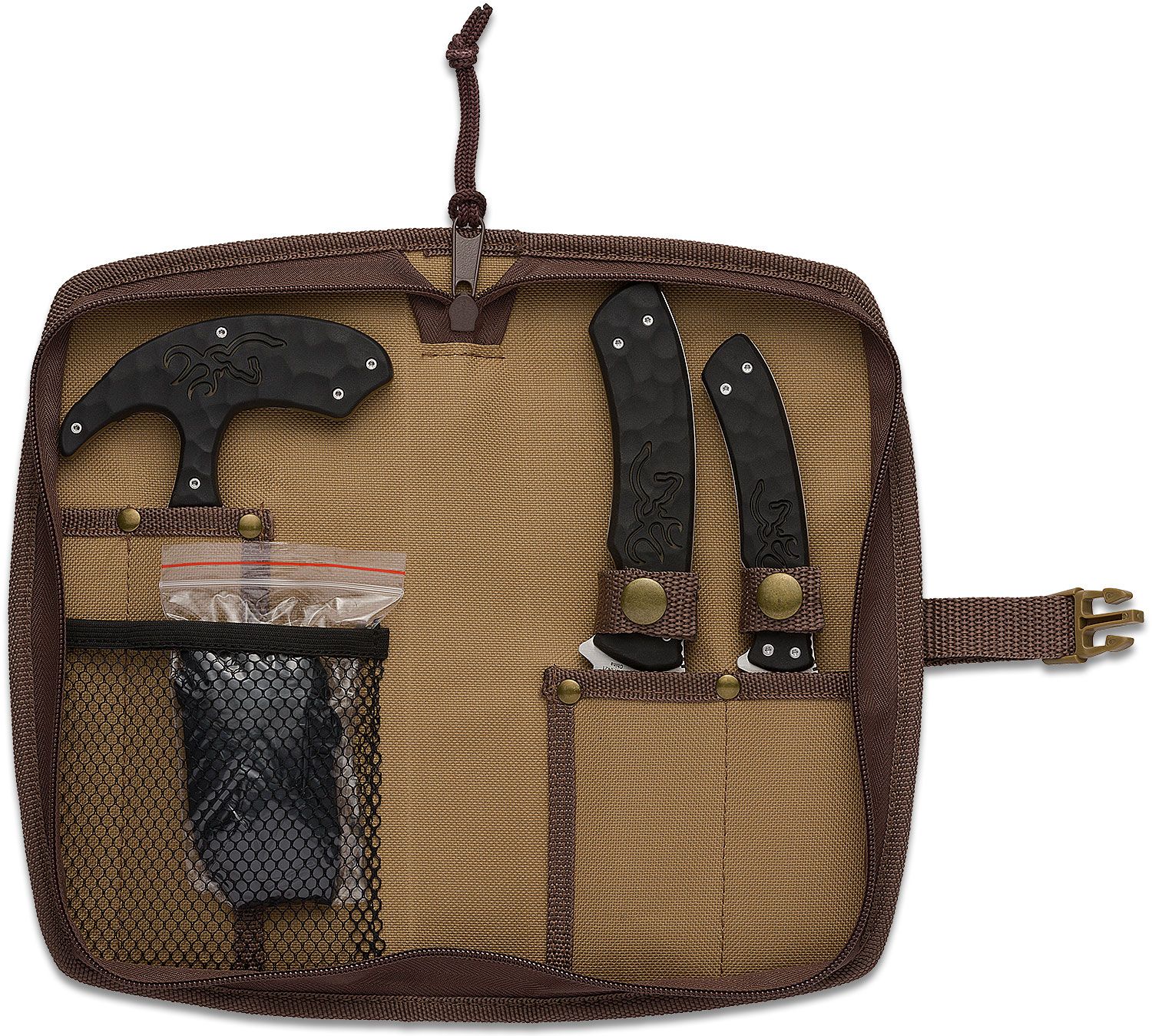 Browning Primal 6 Piece Knife and Saw Set, Orange Rubber Overmold Handles,  OVIX Camo Nylon Case - KnifeCenter - 3220482