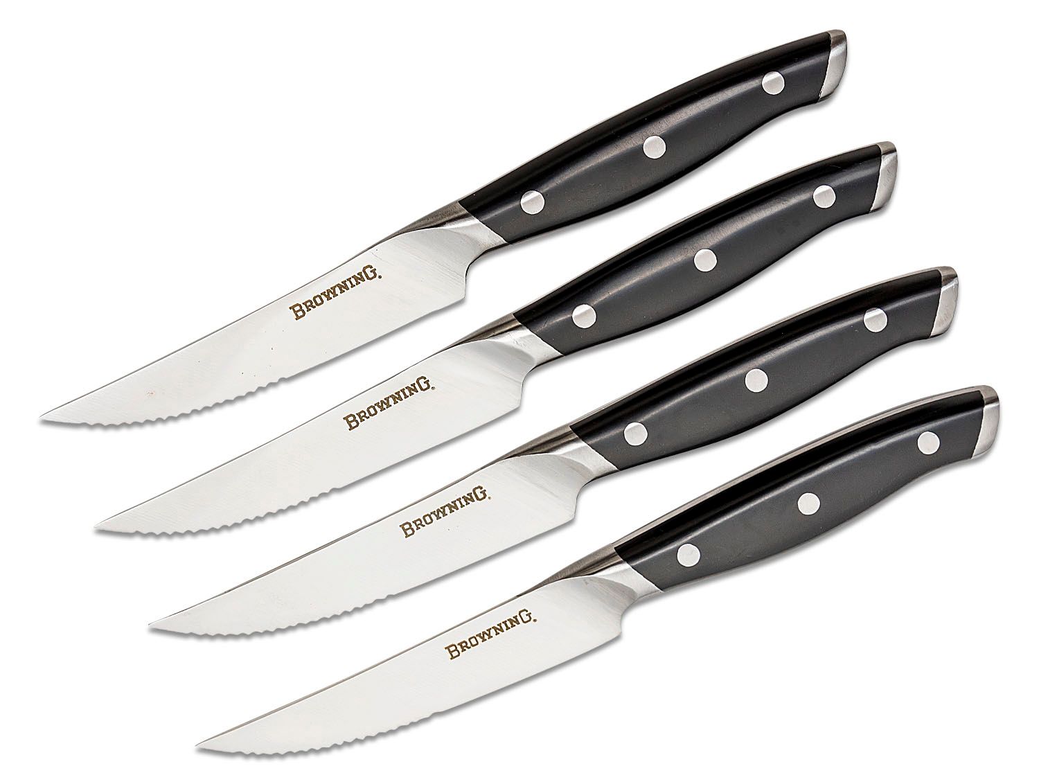 Lot 3x Oneida Stainless 4.5” Steak Knife Serrated Blade Black Handle A3 EUC!
