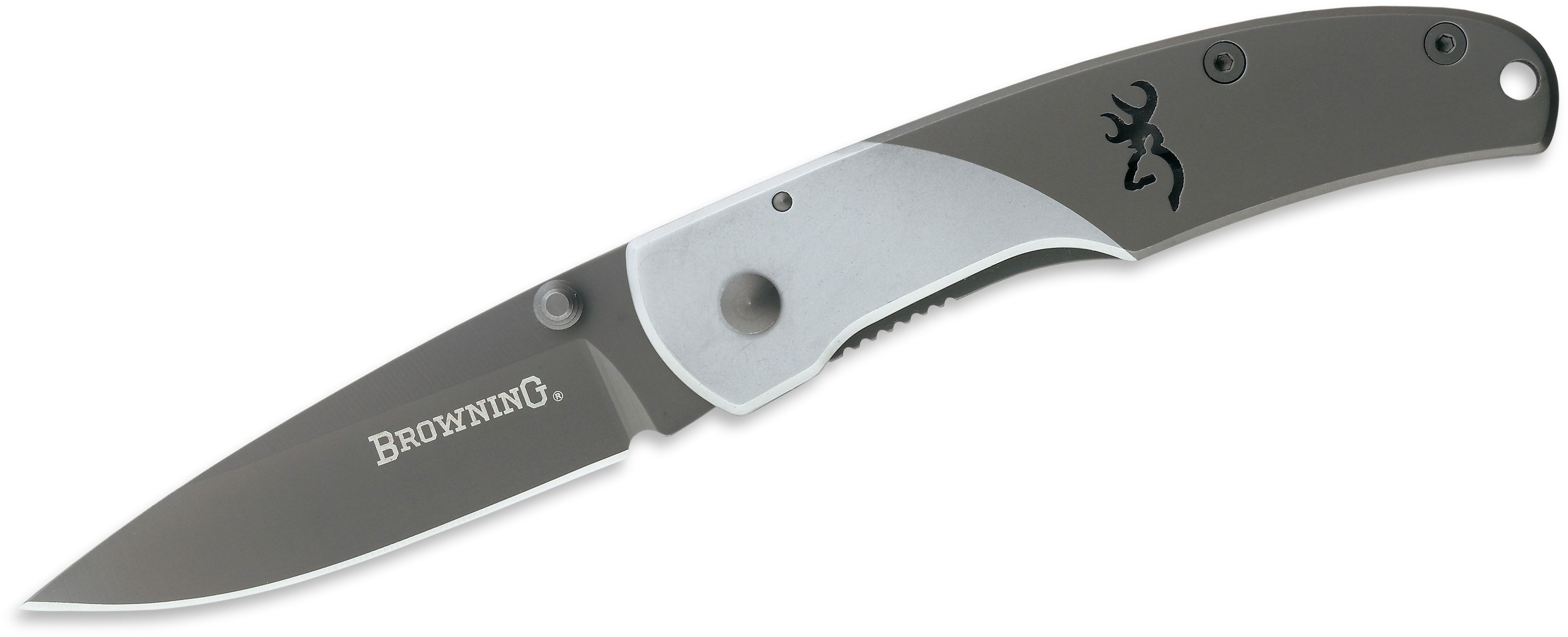 2/" stainless drop point blade with dual thumb studs. Browning Knives 5/" closed