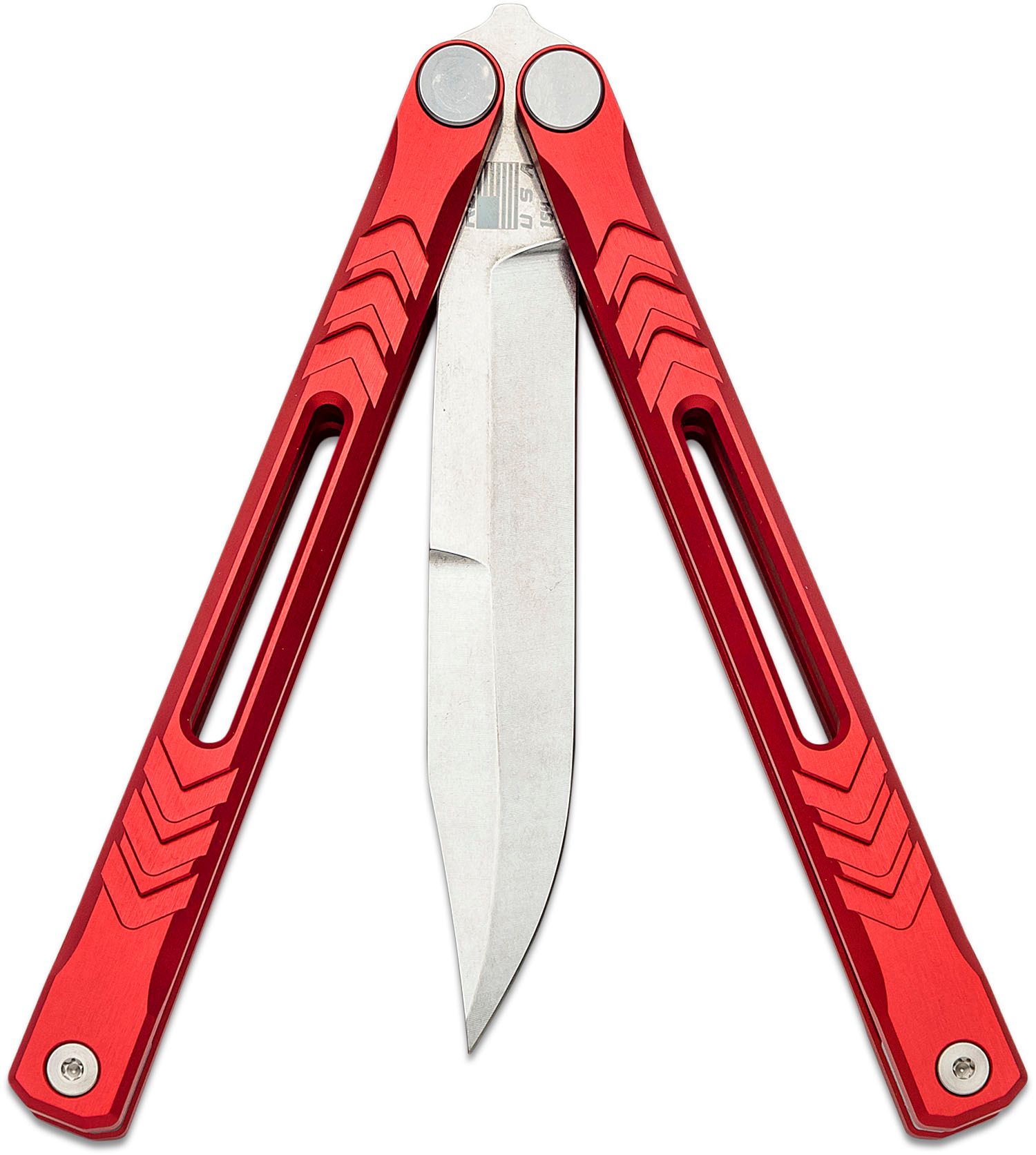 REVO Red Nexus Butterfly Knife, Stonewash Blade