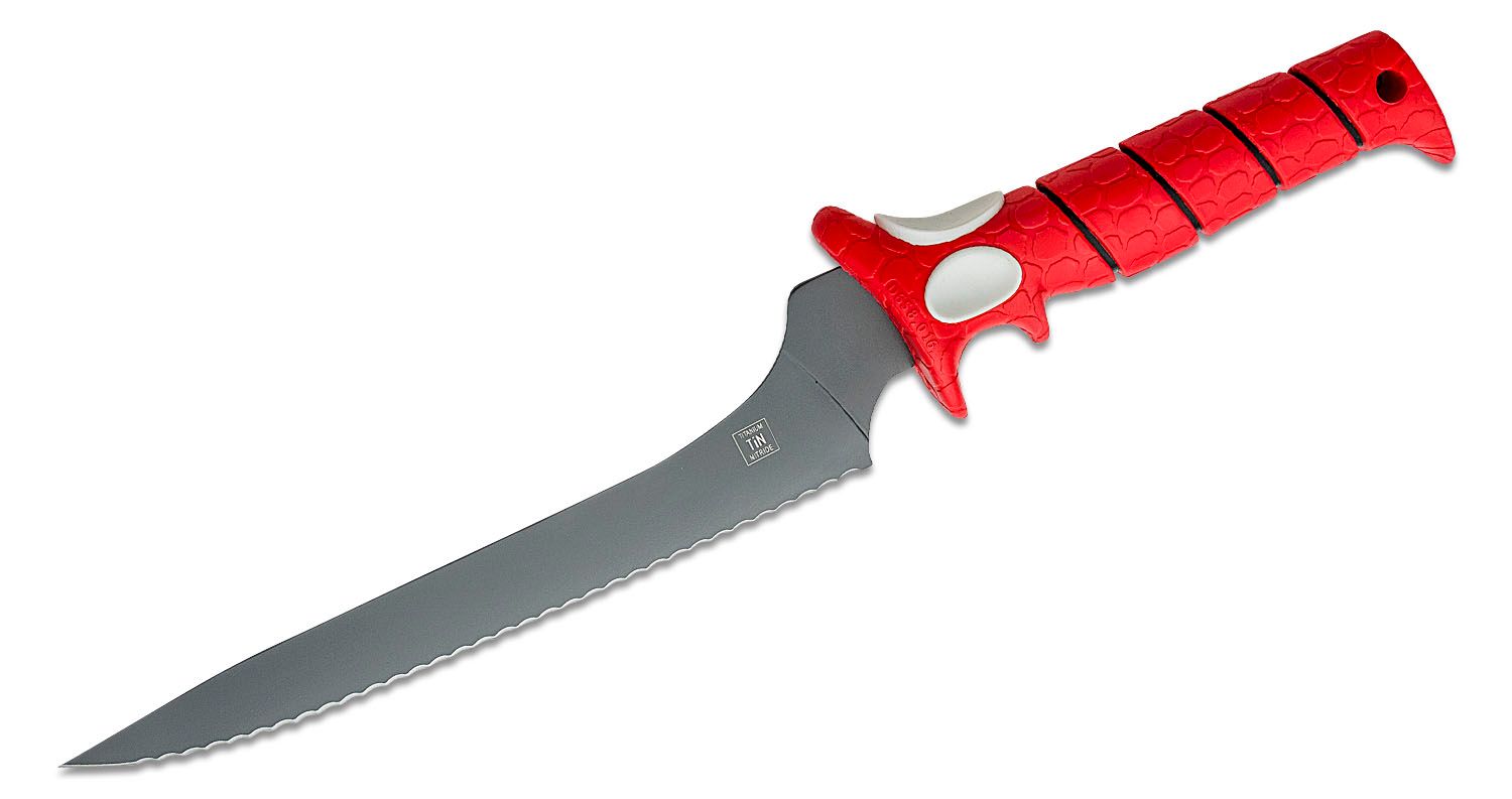 Bubba Blade Flex Fillet Knife 9 Black Serrated Blade, Red TPR Handle,  Black Nylon Sheath - KnifeCenter - BB1-SRBP - Discontinued