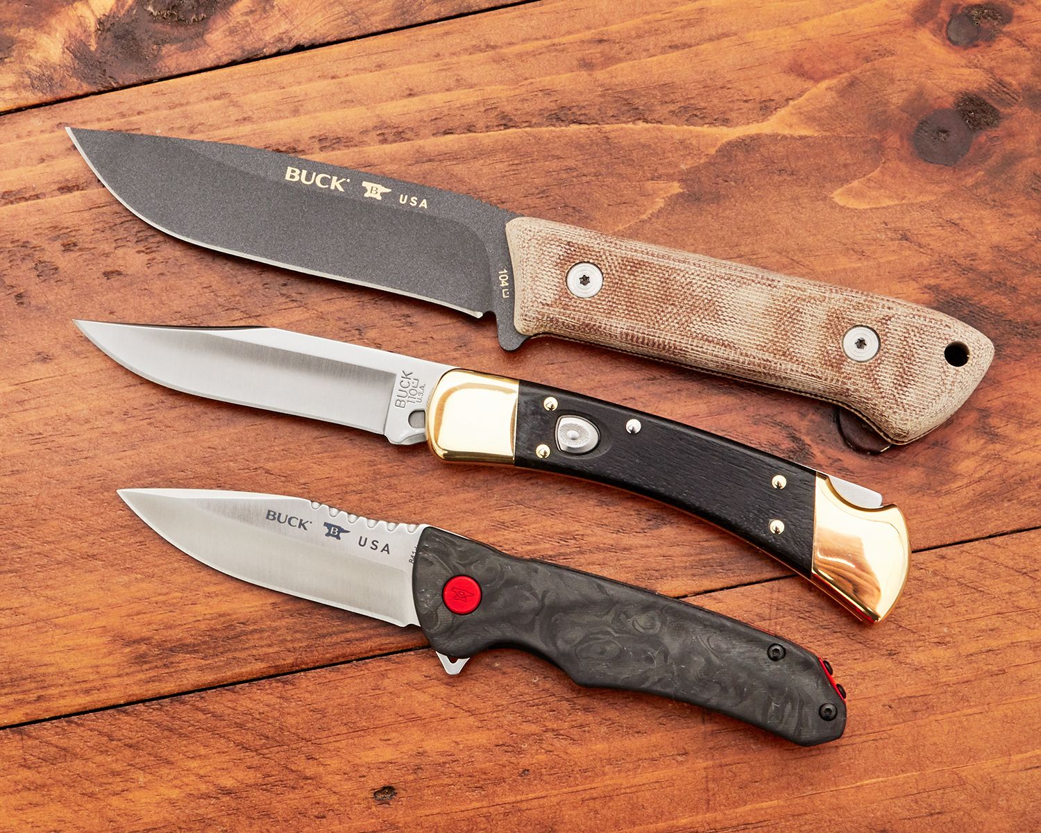 Buck 110 Hunter Sport Folding Knife 3.75 S30V Plain Blade, Black Aluminum  Handles with Green Micarta Inlays - KnifeCenter - 13294