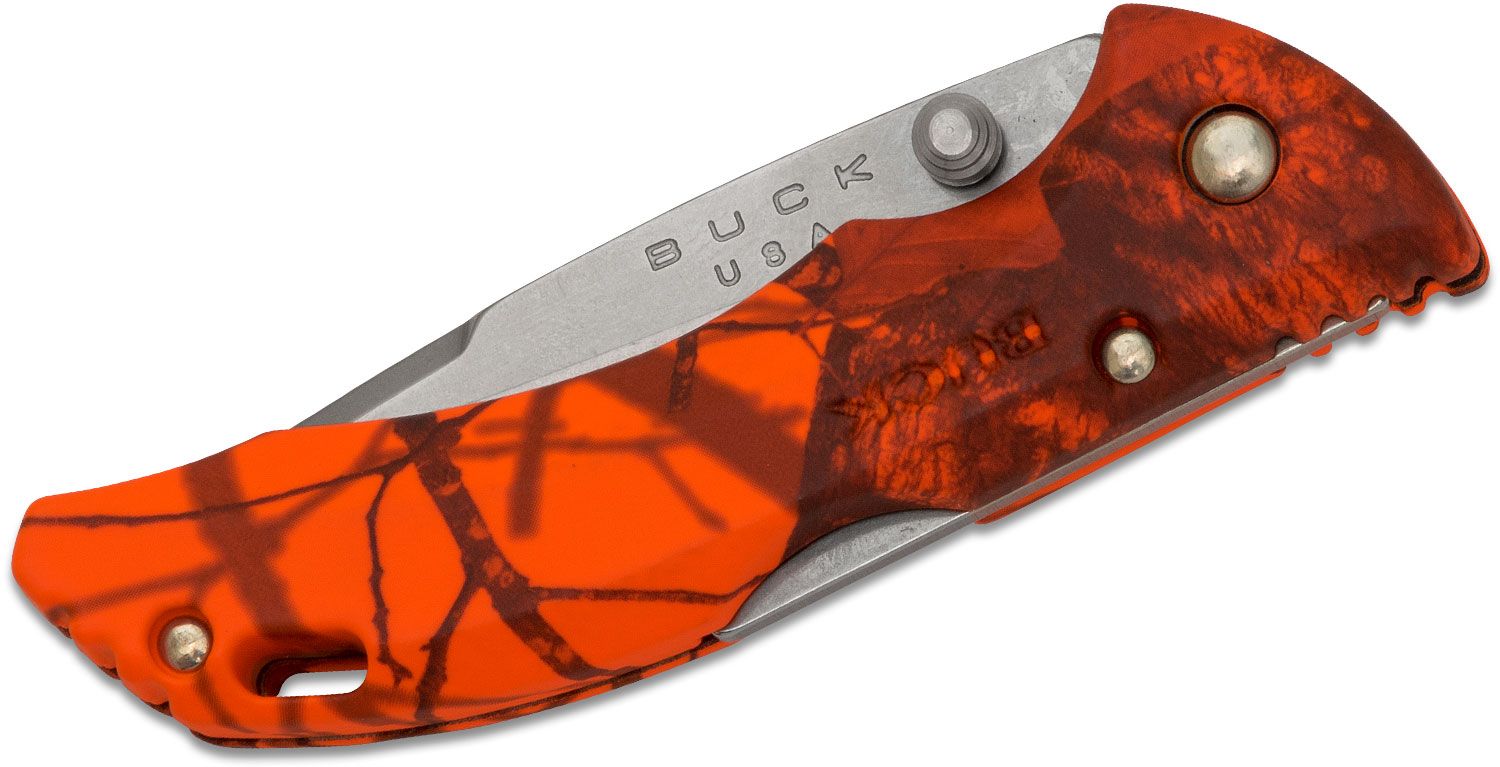 Buck 284 Bantam Bbw Folding 2 34 Plain Satin Blade Mossy Oak Blaze Handles Knifecenter 3893