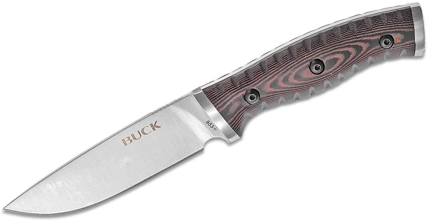 Buck 853 Small Selkirk Survival Knife Fixed 4 Blade, Brown Micarta  Handles, Polypropylene Sheath - KnifeCenter - 11109