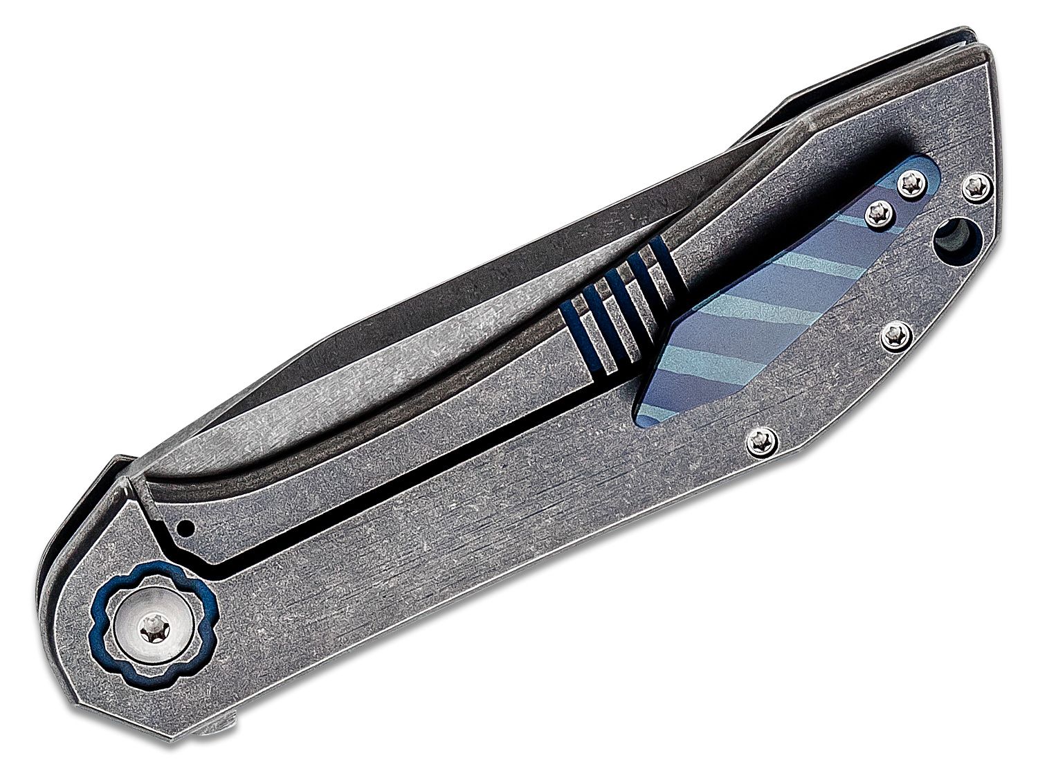 Jim Burke Custom MAP Multiple Application Pen, Silver with Blue Accents,  5.125 Overall - KnifeCenter - Discontinued