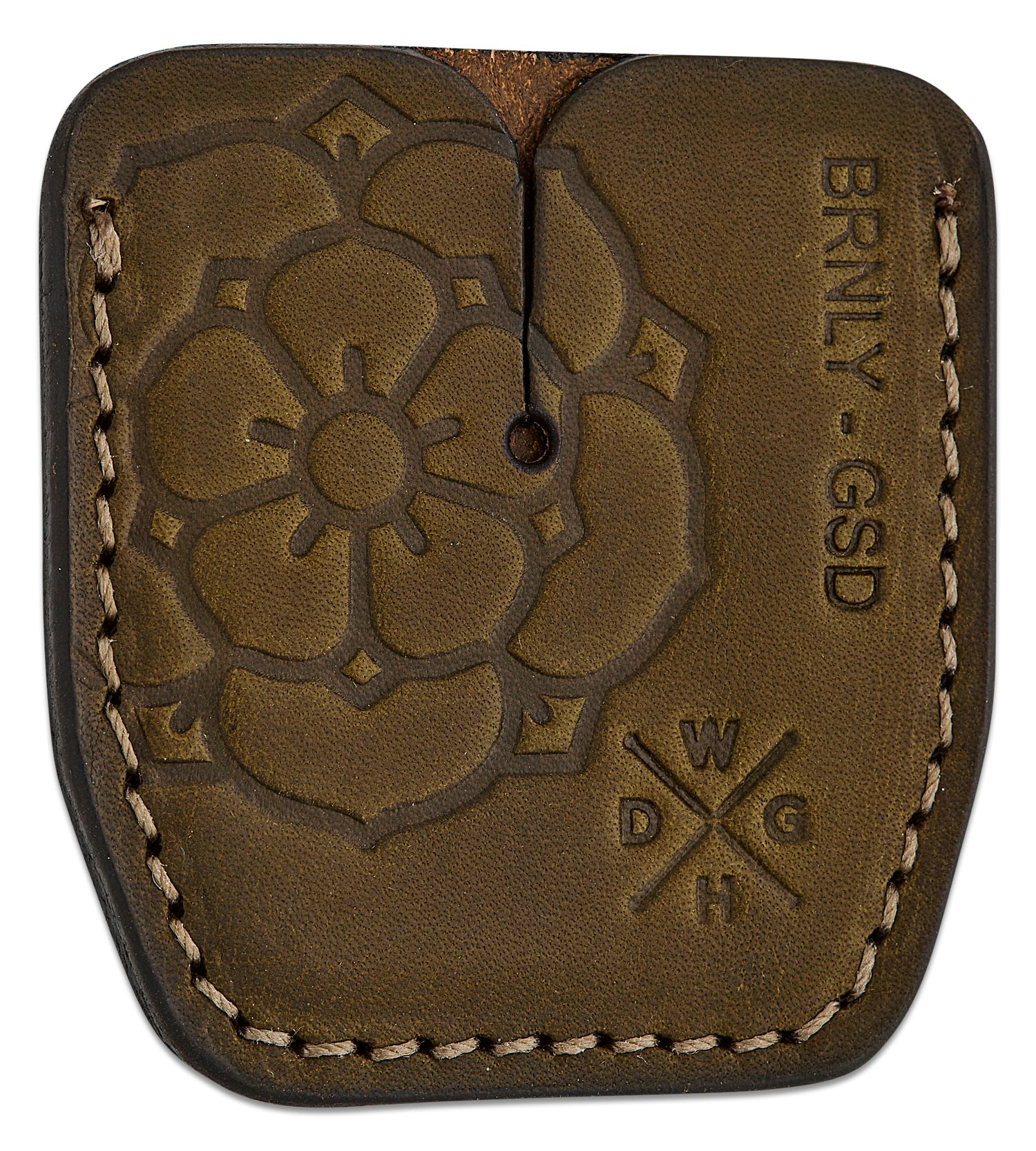 Lucas Burnley GSD Distressed Brown Leather Cypop Cozie - KnifeCenter