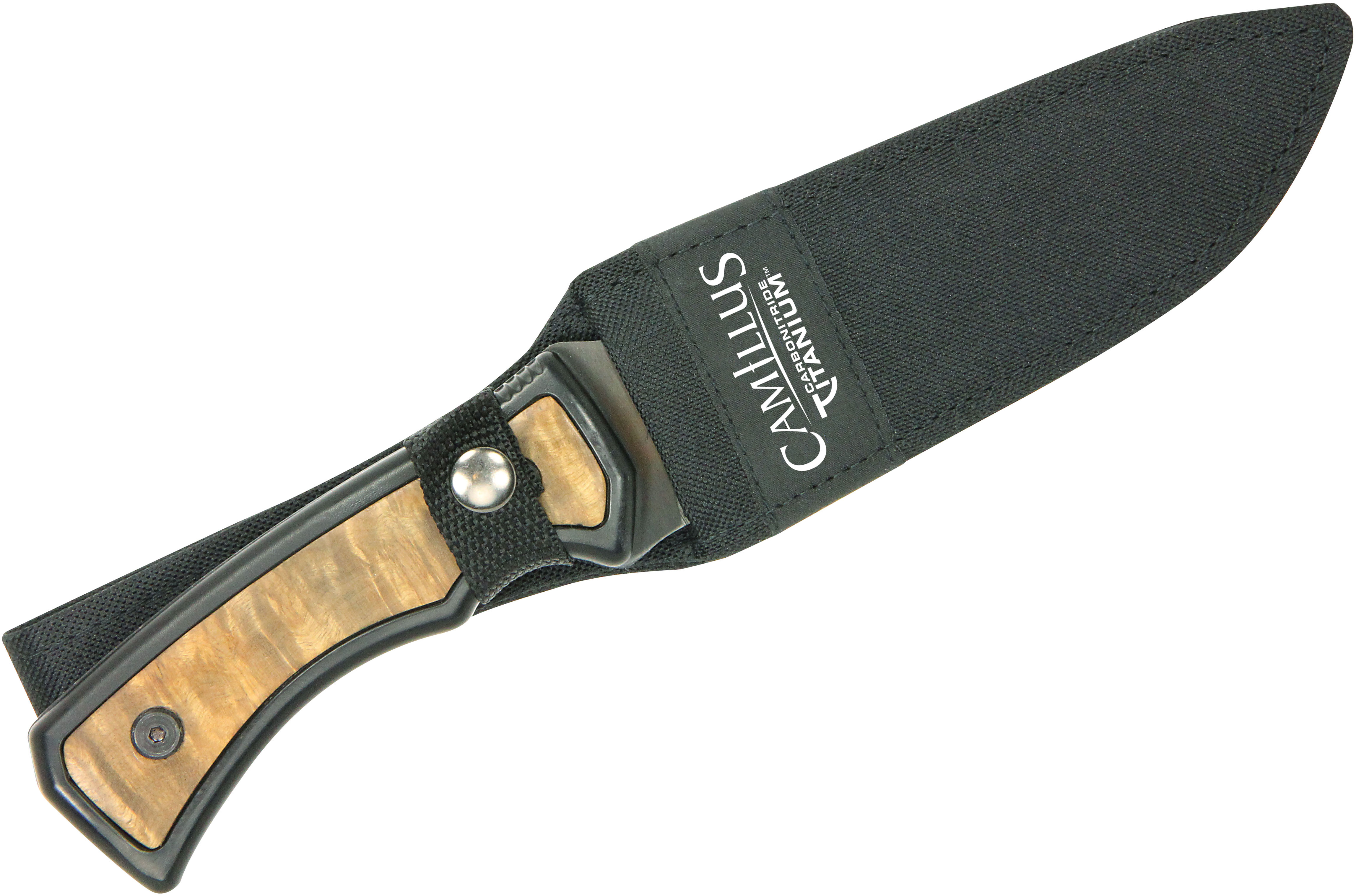 Camillus Mountaineer Fixed 4" Blade, Zytle with Burl Wood Inlaid Handle