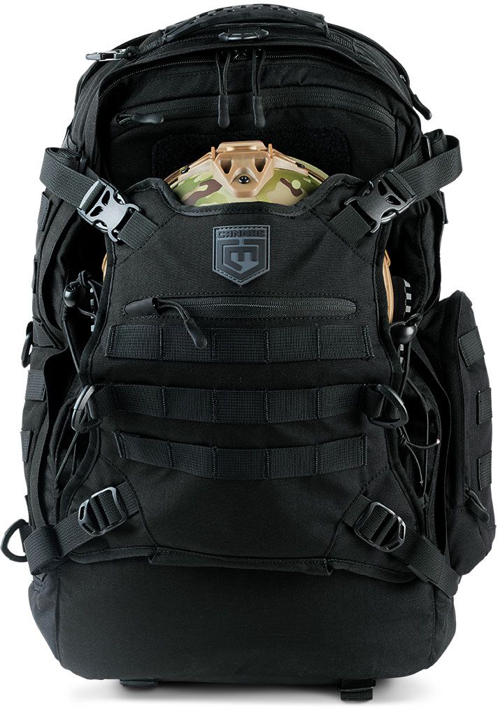 Cannae Pro Gear Phalanx Full Size Duty Pack with Helmet Carry, Black - KnifeCenter - CPG-BP-PHAL-L-B
