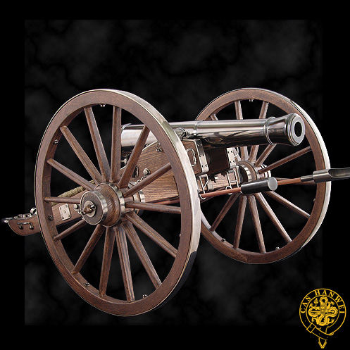 1841 6-Pounder Cannon Solid Steel And Oak Turned Barrel