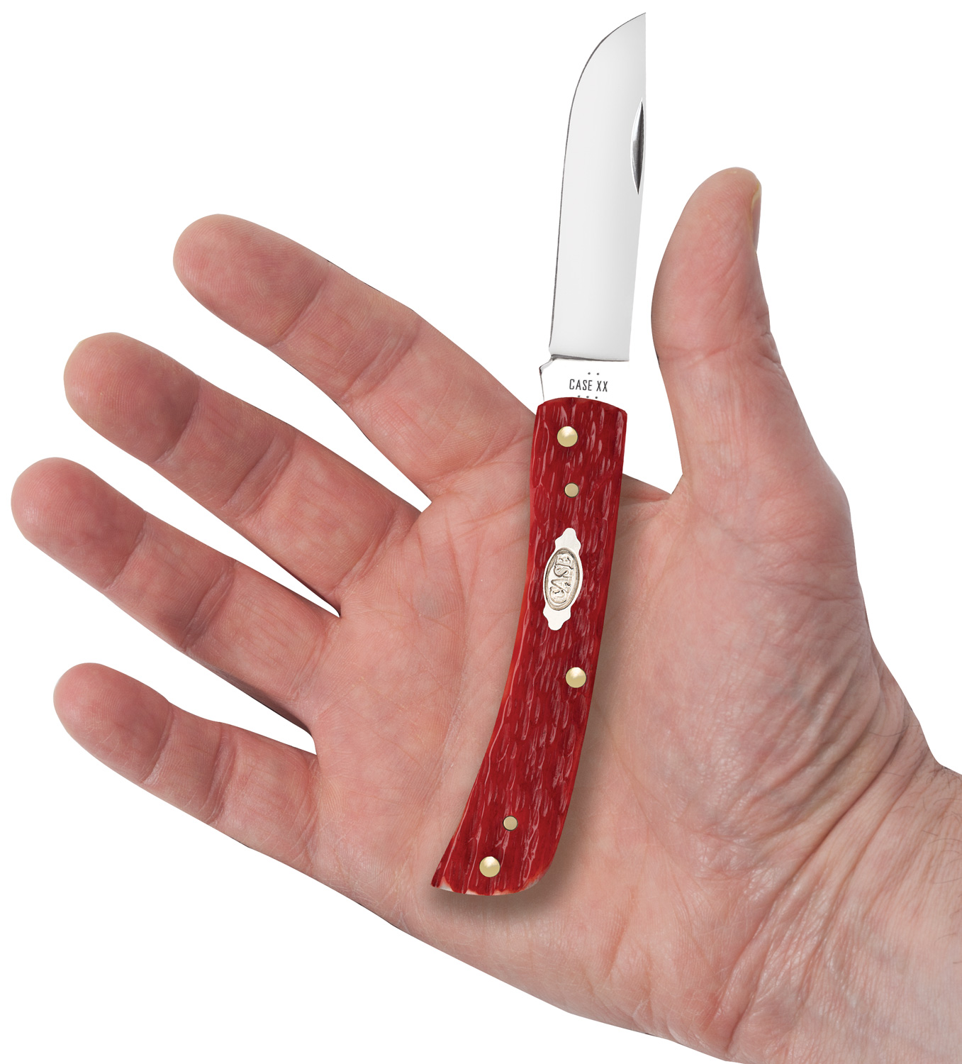 Case Peach Seed Jig Dark Red Bone Sod Buster Jr. Pocket Knife 3.63