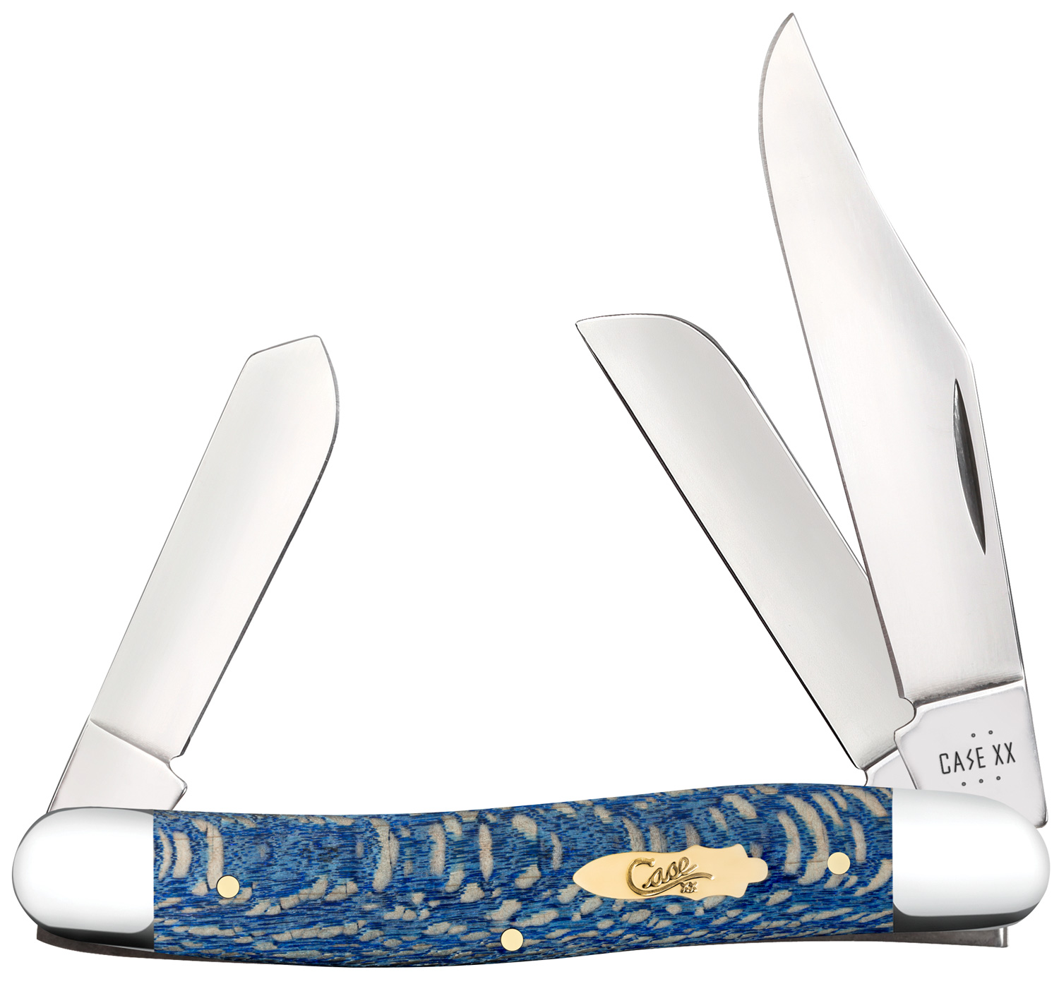 Case Smooth Blue Sycamore Wood Stockman Pocket Knife 3.88