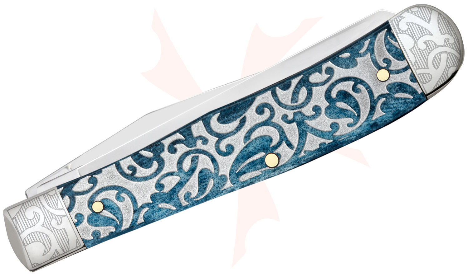 Case Embellished Smooth Mediterranean Blue Bone Ivy Trapper Pocket