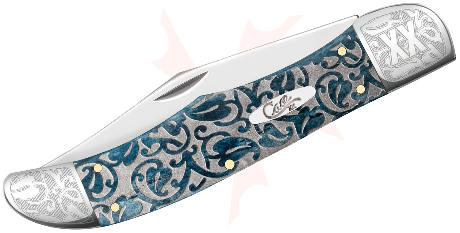 Case Embellished Smooth Mediterranean Blue Bone Ivy Folding Hunter