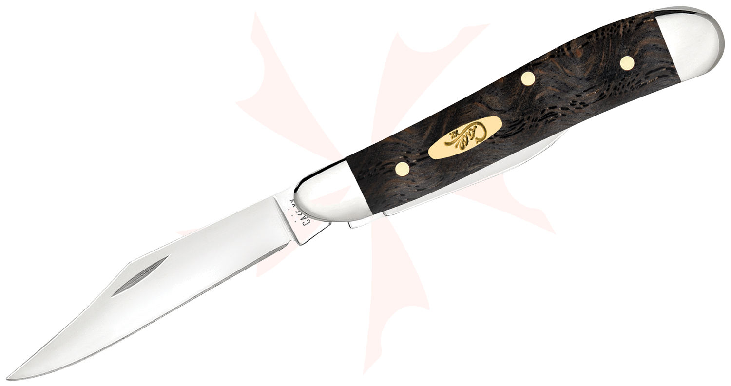 Case Smooth Black Curly Oak Peanut Pocket Knife 2.88