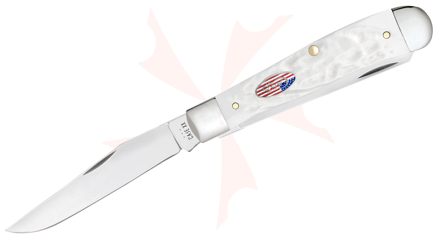 Case Rough Jigged White Synthetic Trapper Pocket Knife 4.13