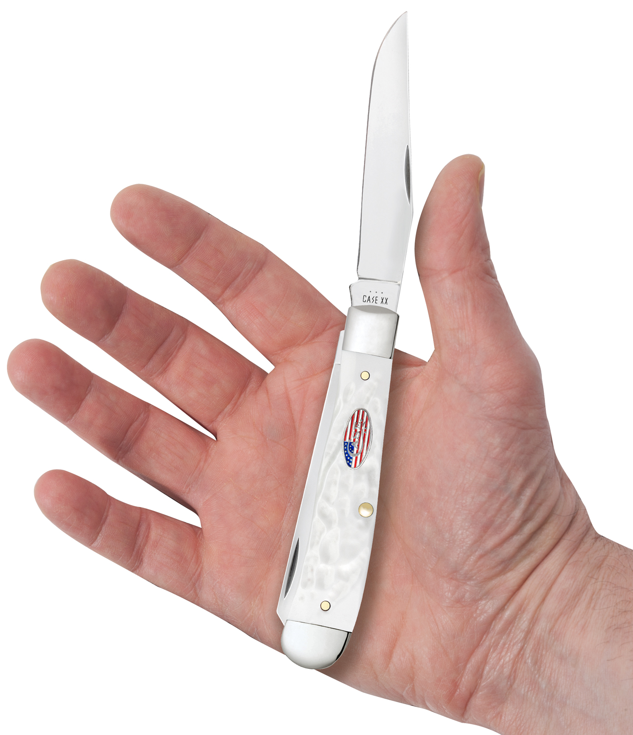 Case Rough Jigged White Synthetic Trapper Pocket Knife 4.13