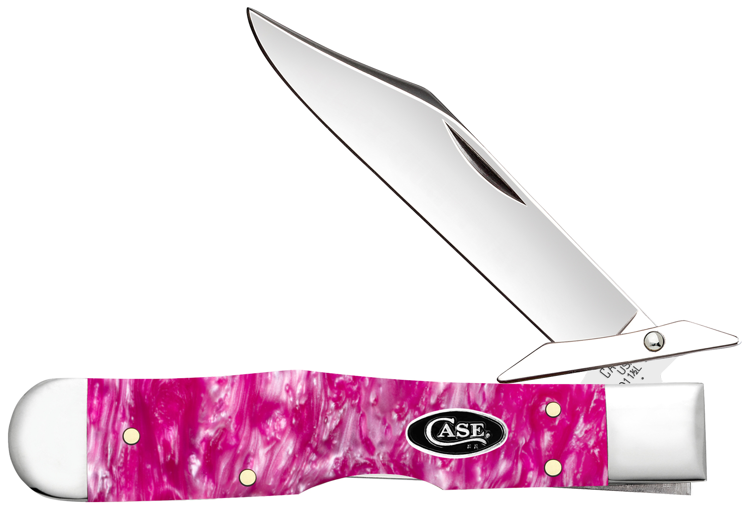 Case Pink Crackle Kirinite Cheetah Cub Pocket Knife 3.5