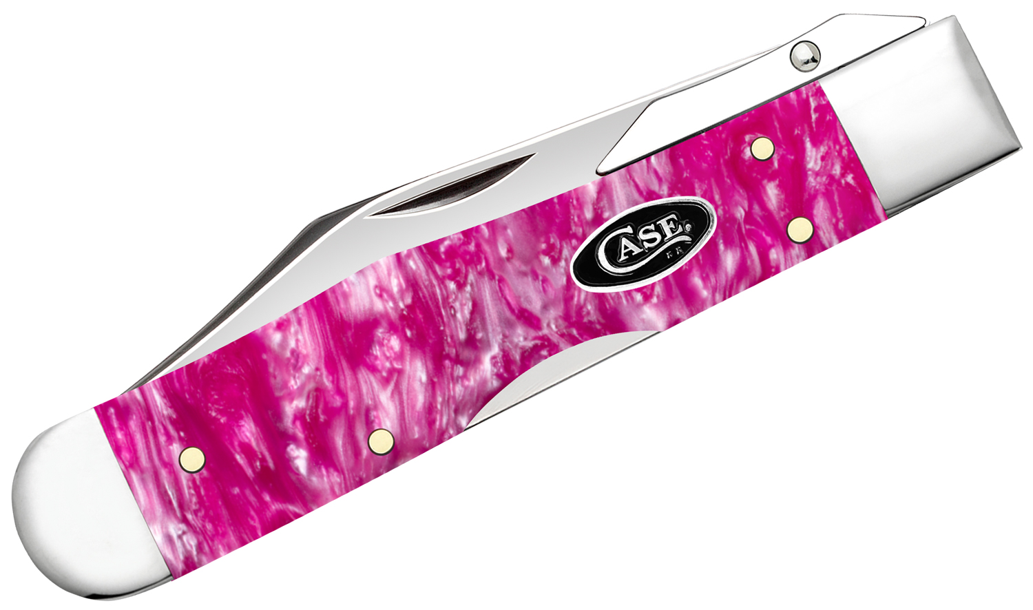 Case Pink Crackle Kirinite Cheetah Cub Pocket Knife 3.5