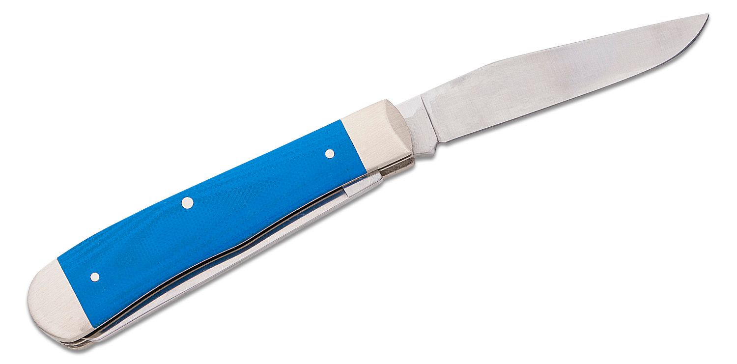 Case Smooth Blue G10 Slimline Trapper Pocket Knife 4.13 Closed (101048 SS)  - KnifeCenter - 16746