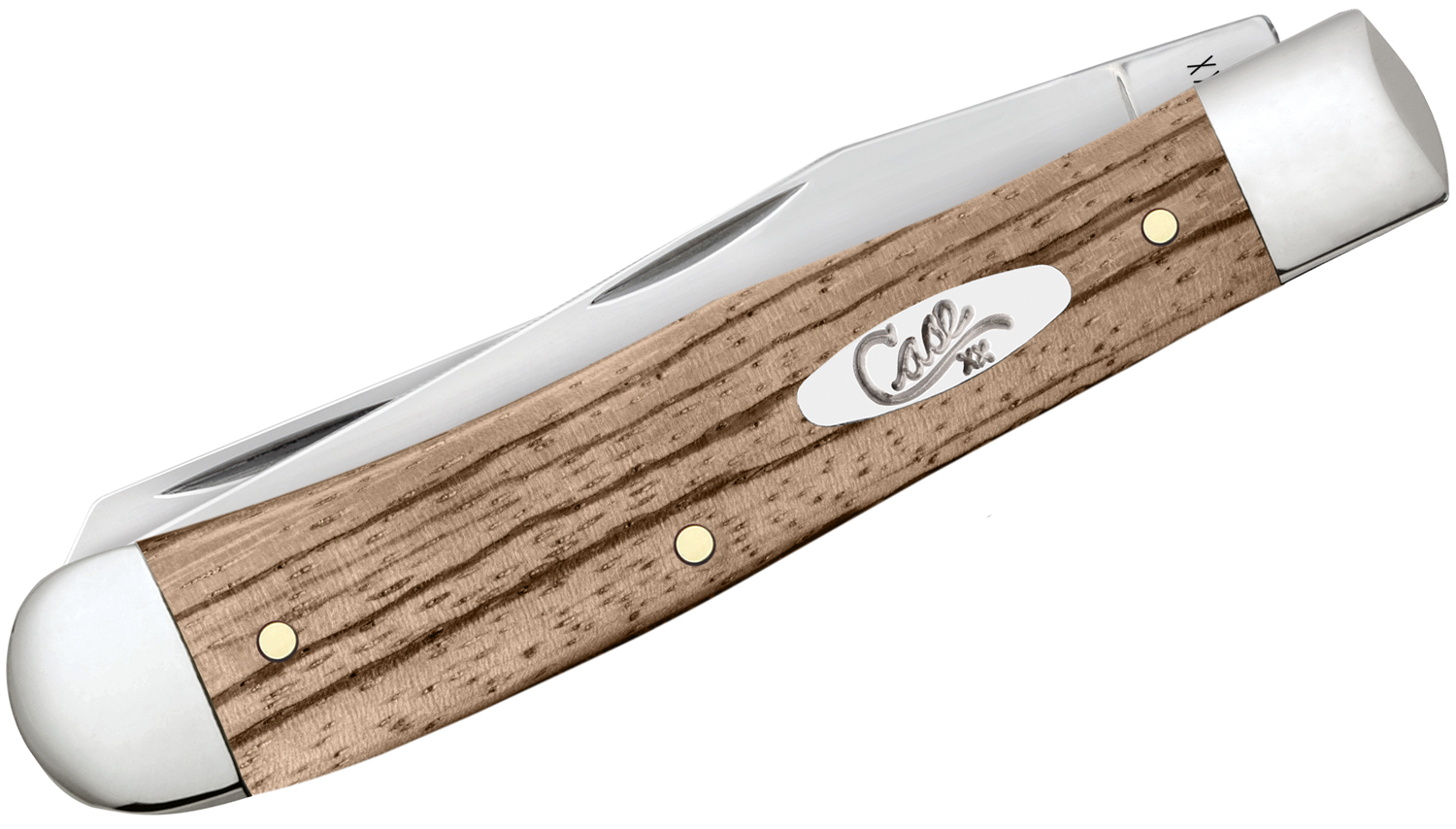 Case Smooth Natural Zebra Wood Trapper Pocket Knife 4.13