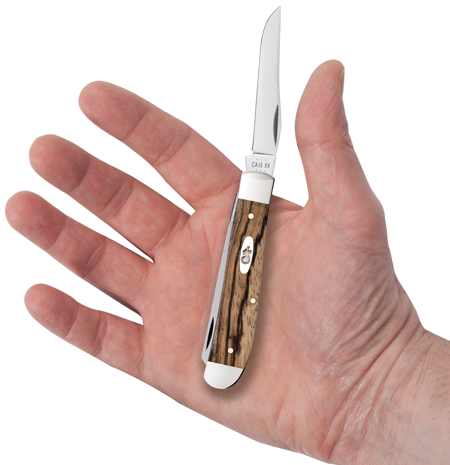 Case Smooth Natural Zebra Wood Mini Trapper Pocket Knife 3.5