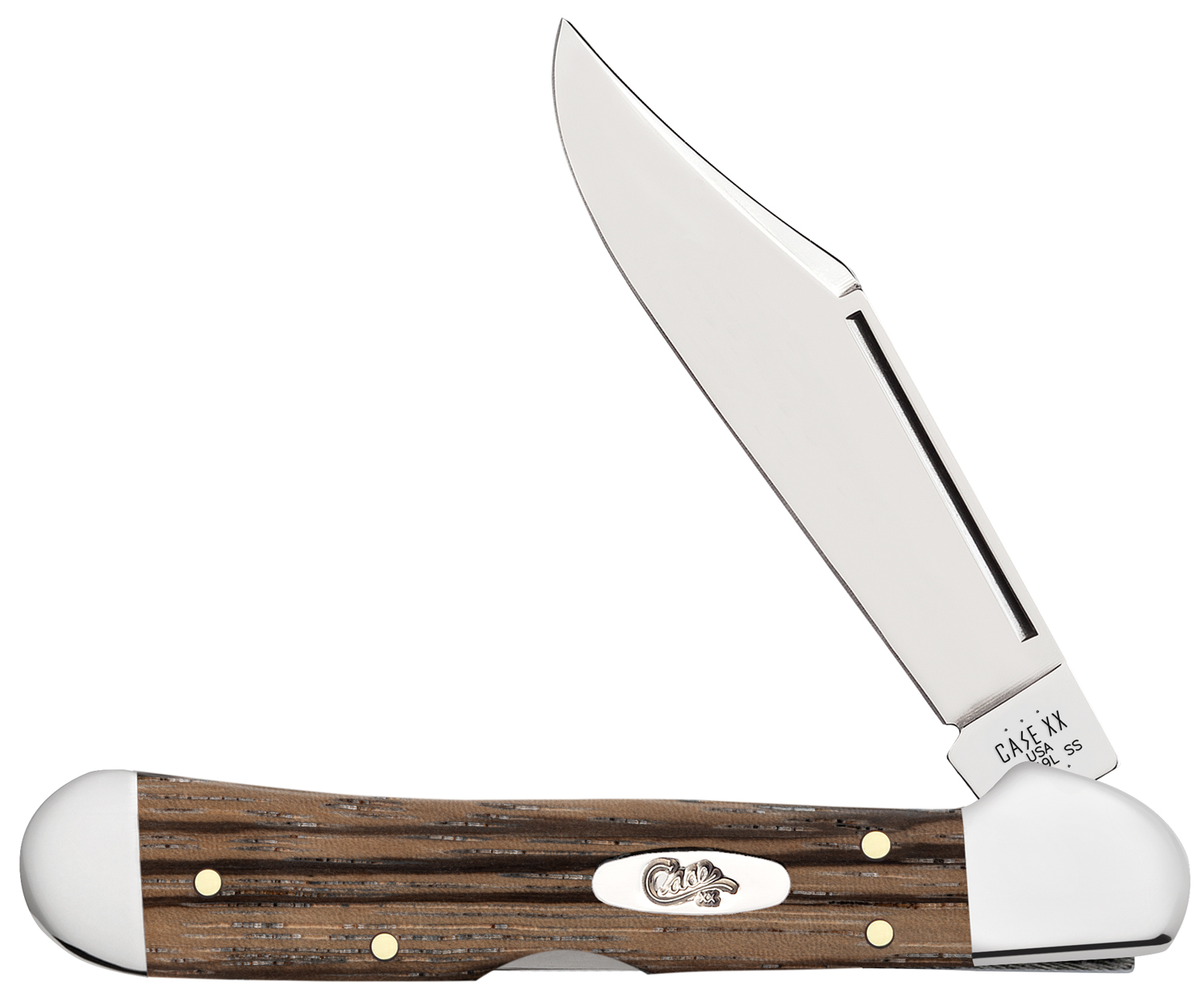 Case Smooth Natural Zebra Wood Mini CopperLock Pocket Knife 3.63