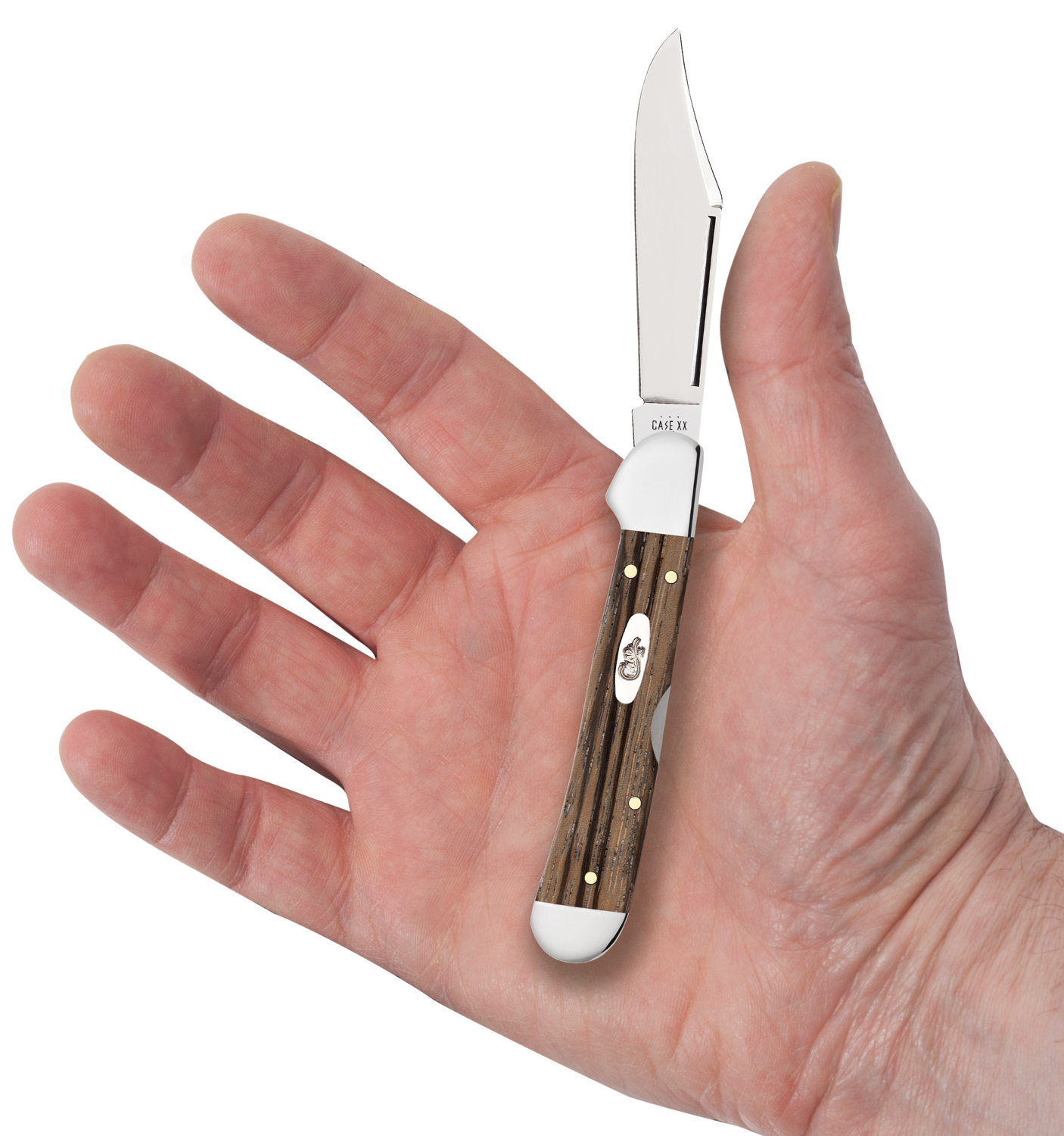 Case Smooth Natural Zebra Wood Mini CopperLock Pocket Knife 3.63