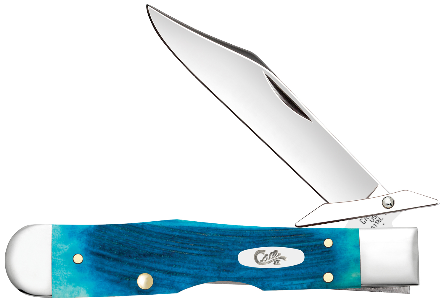 Case Sawcut Jigged Caribbean Blue Bone Cheetah Cub Pocket Knife