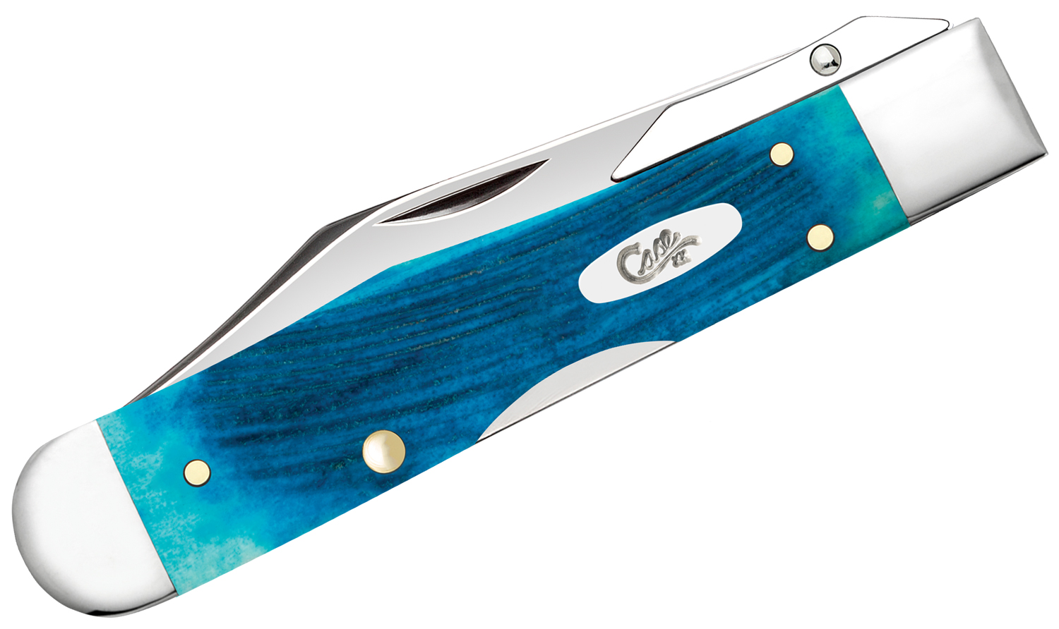 Case Sawcut Jigged Caribbean Blue Bone Cheetah Cub Pocket Knife