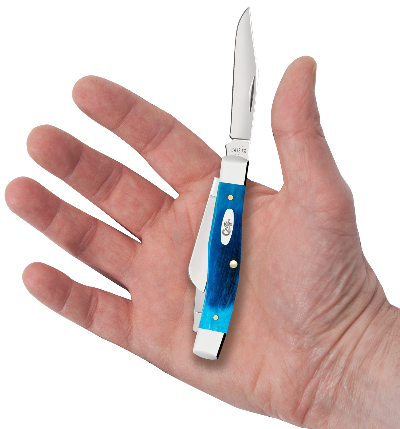 Case Sawcut Jigged Caribbean Blue Bone Medium Stockman Pocket