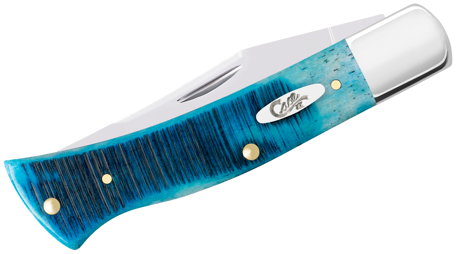 Case Sawcut Jigged Caribbean Blue Bone Axe Handle Pocket Knife