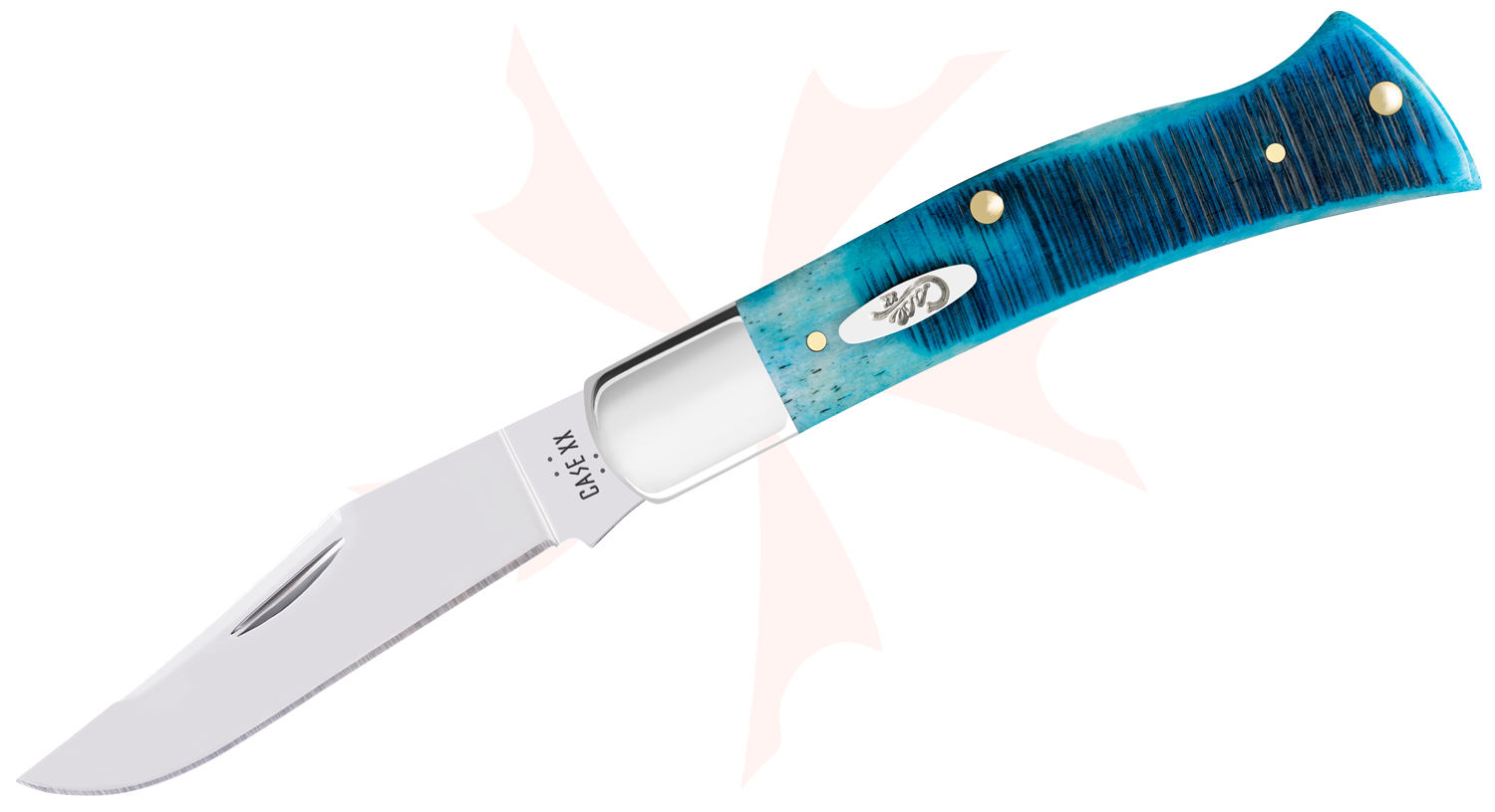 Case Sawcut Jigged Caribbean Blue Bone Axe Handle Pocket Knife