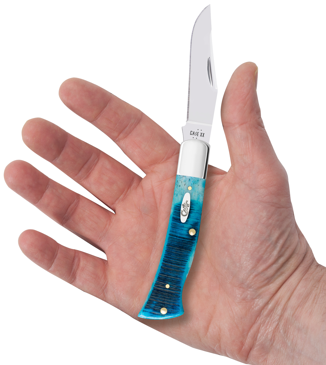 Case Sawcut Jigged Caribbean Blue Bone Axe Handle Pocket Knife