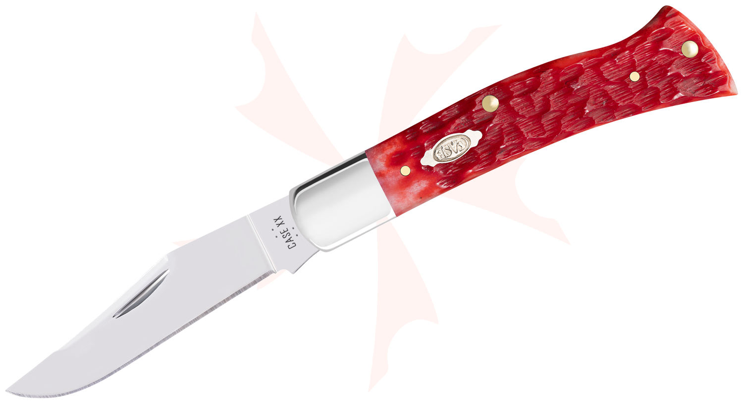 Case Peach Seed Jig Dark Red Bone Axe Handle Pocket Knife 3.86