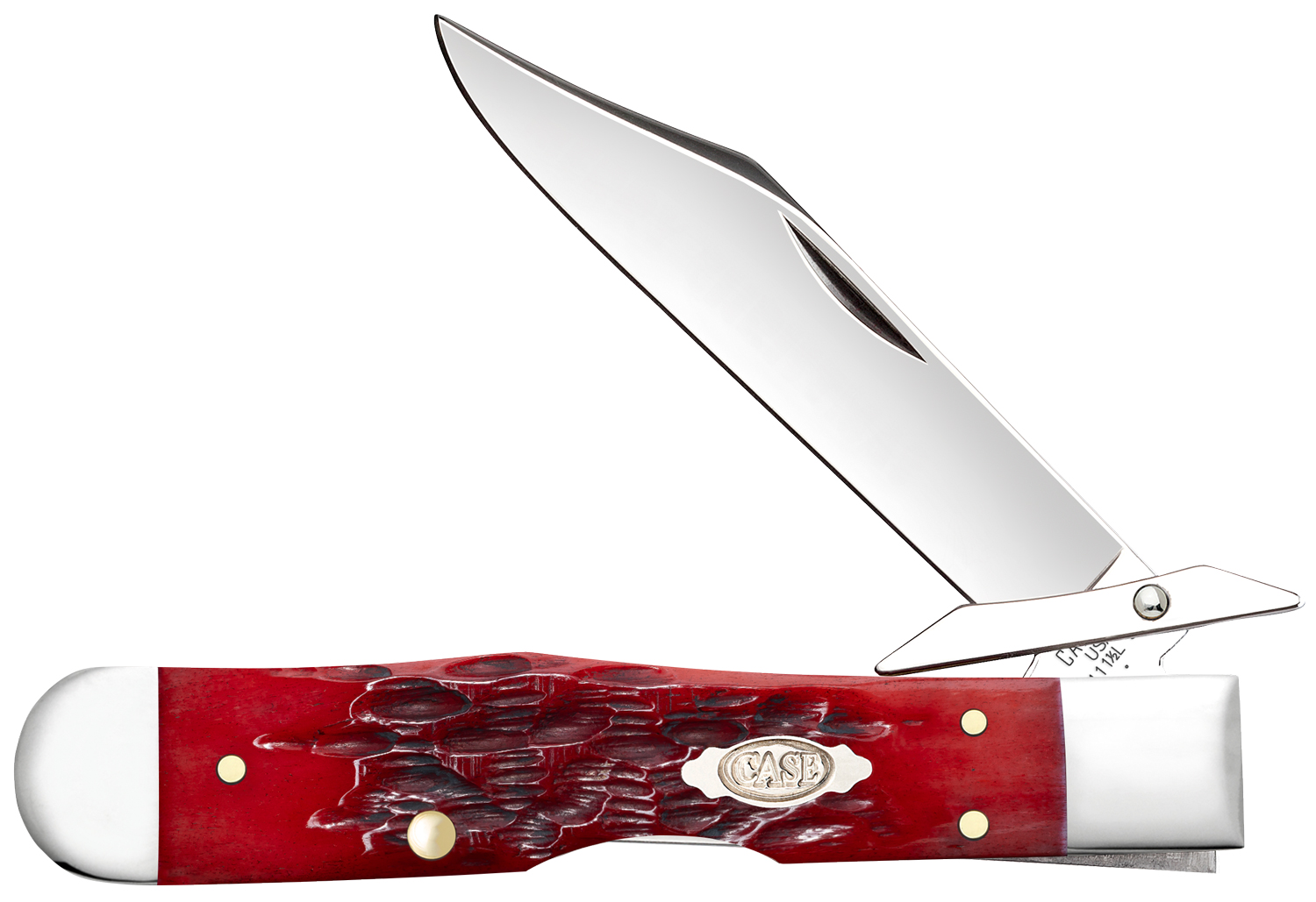 Case Peach Seed Jig Dark Red Bone Cheetah Cub Pocket Knife 3.5
