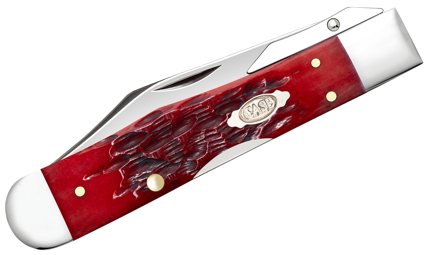 Case Peach Seed Jig Dark Red Bone Cheetah Cub Pocket Knife 3.5