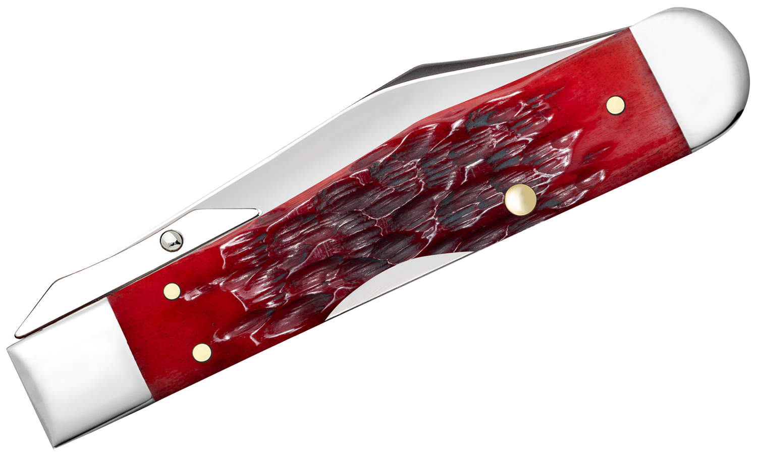 コレクション30g Case Peach Seed Jig Dark Red Bone Cheetah Cub Pocket Knife 3.5