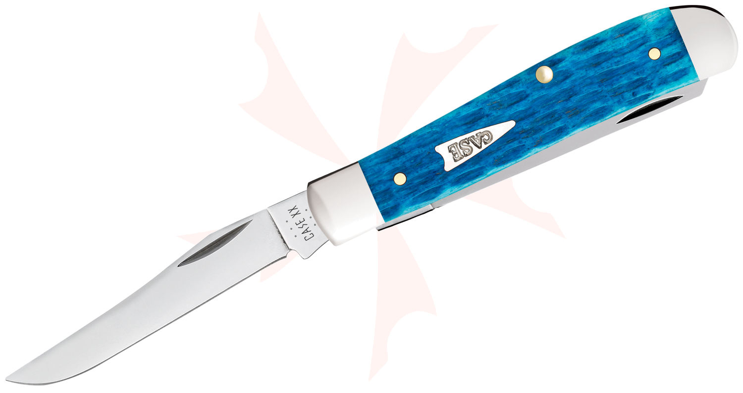 Case Crandall Jig Sky Blue Bone Mini Trapper Pocket Knife 3.5