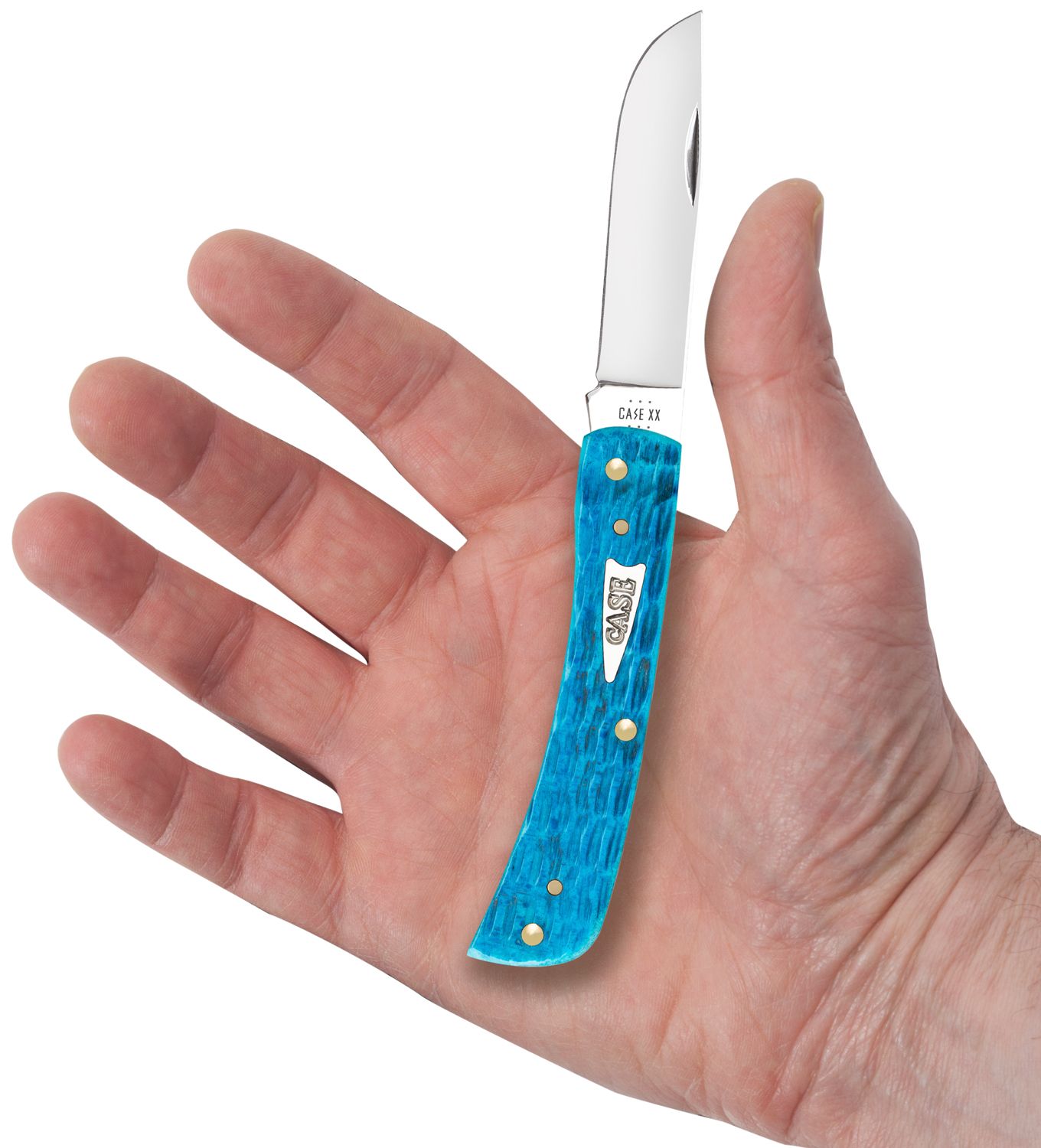 Case Crandall Jig Sky Blue Bone Sod Buster Jr. Pocket Knife 3.63 