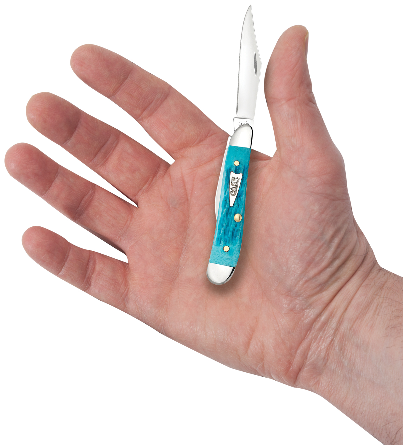 Case Crandall Jig Sky Blue Bone Peanut Pocket Knife 2.88
